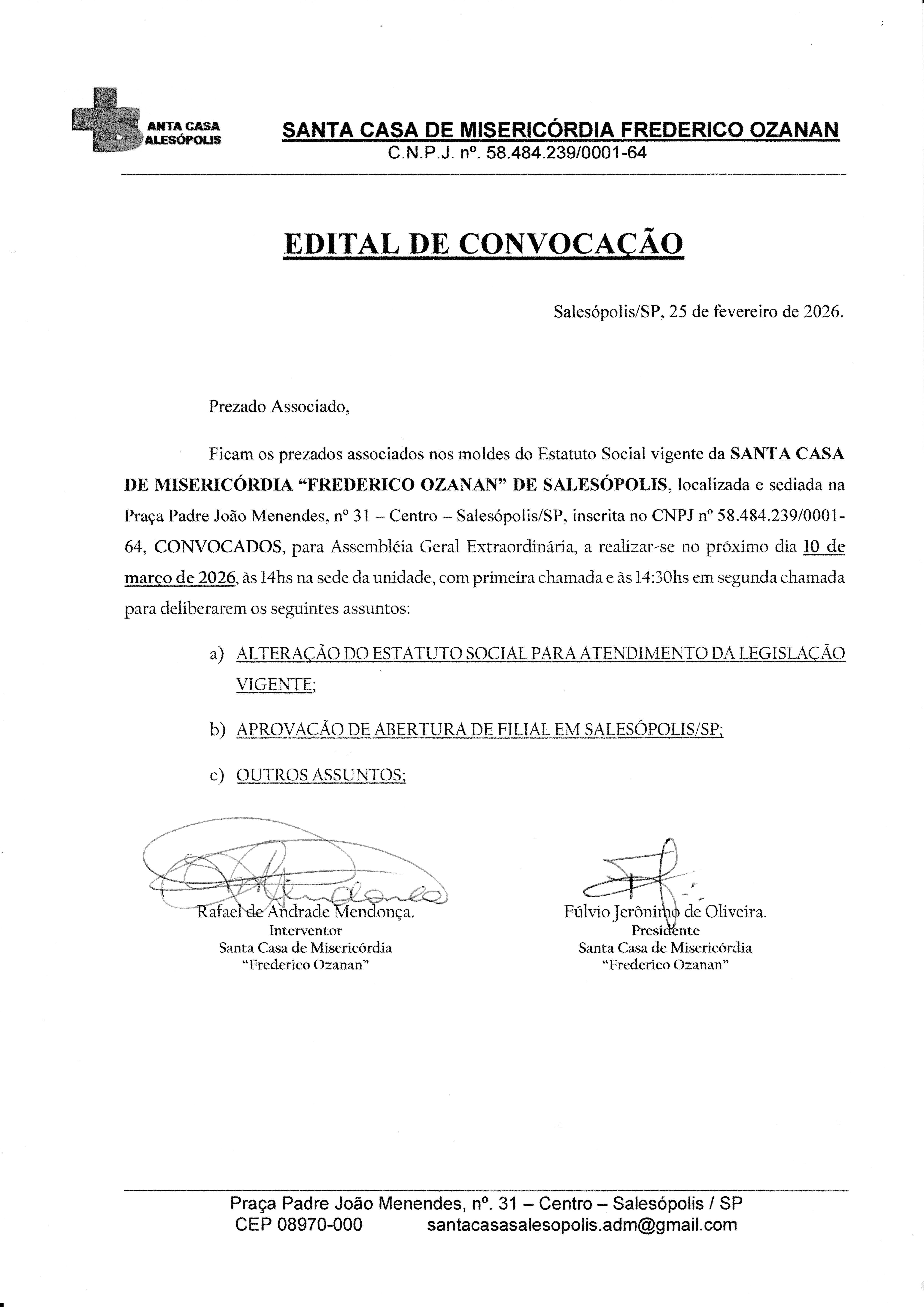 Edital de Convocação